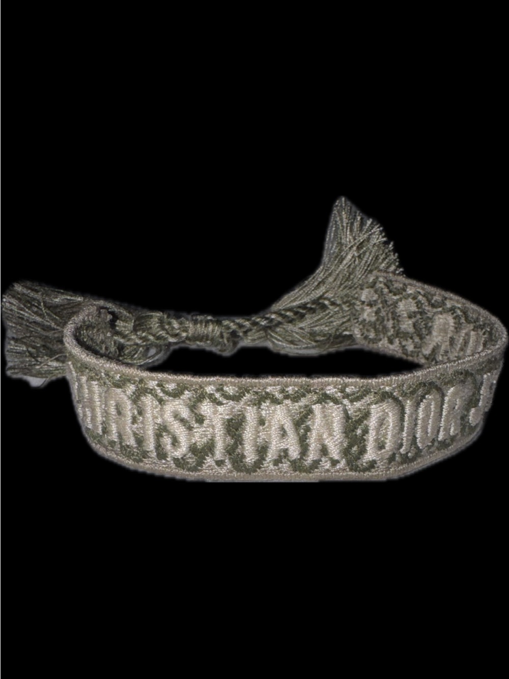 Dior Olive Green Embroidered Friendship Bracelet